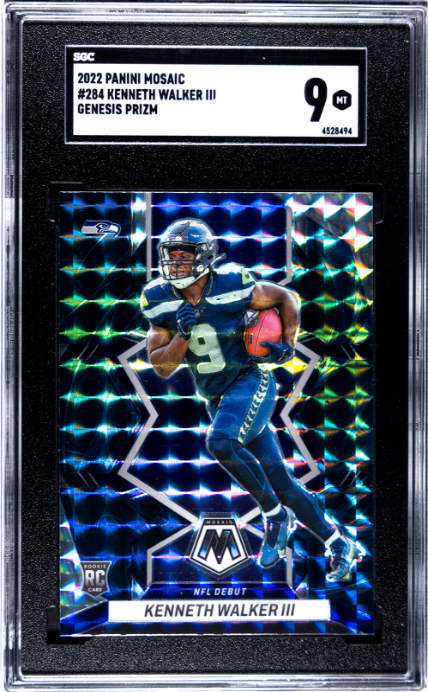 Kenneth Walker III 2022 Panini Mosaic #284 Genesis Prizm SGC 9