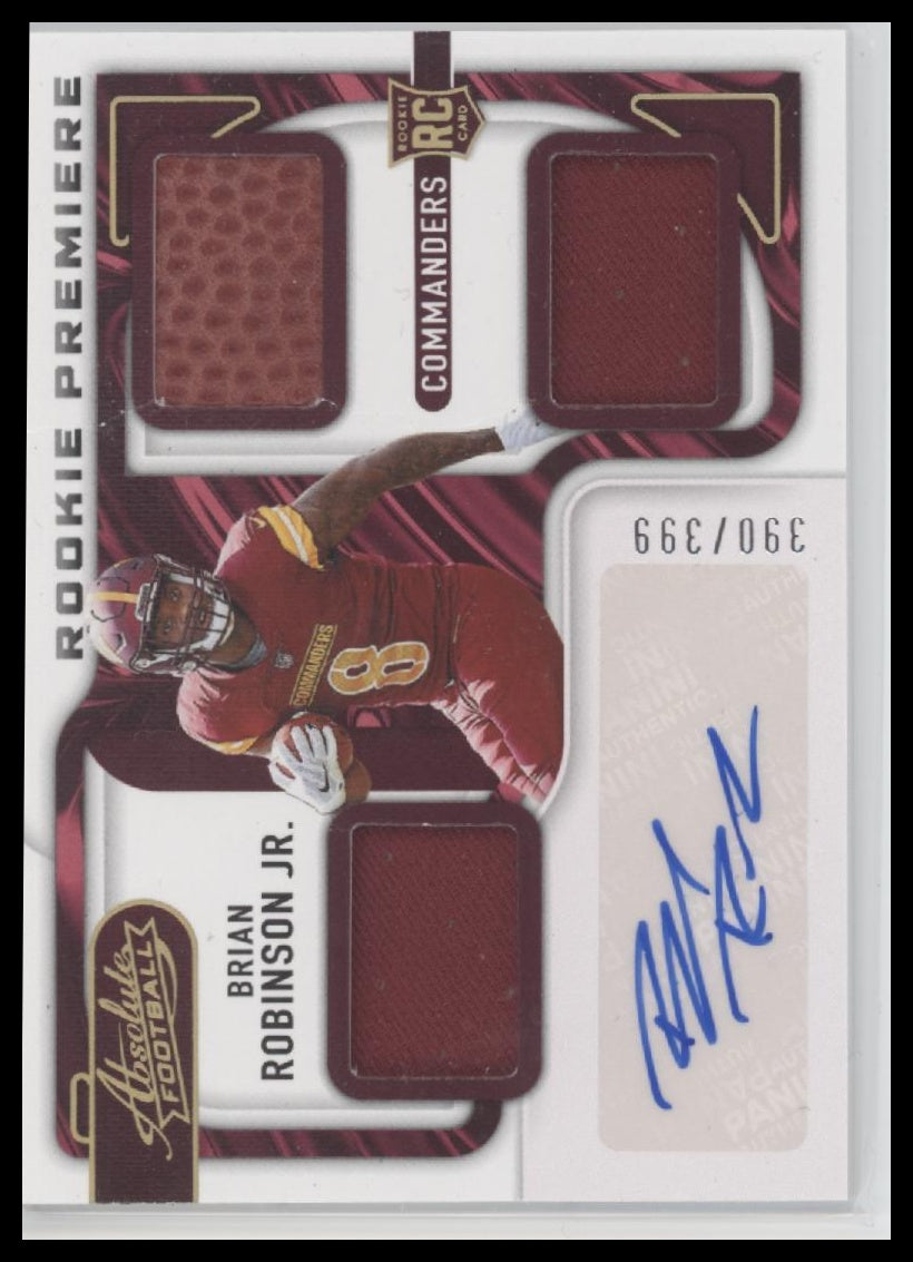 Brian Robinson Jr. 2022 Panini Absolute Rookie Premiere Materials Autos #/399