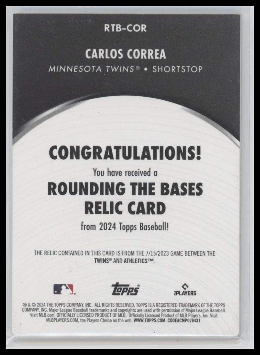 2024 Topps Rounding The Bases Carlos Correa #RTB-COR Game-Used Memorabilia #/99