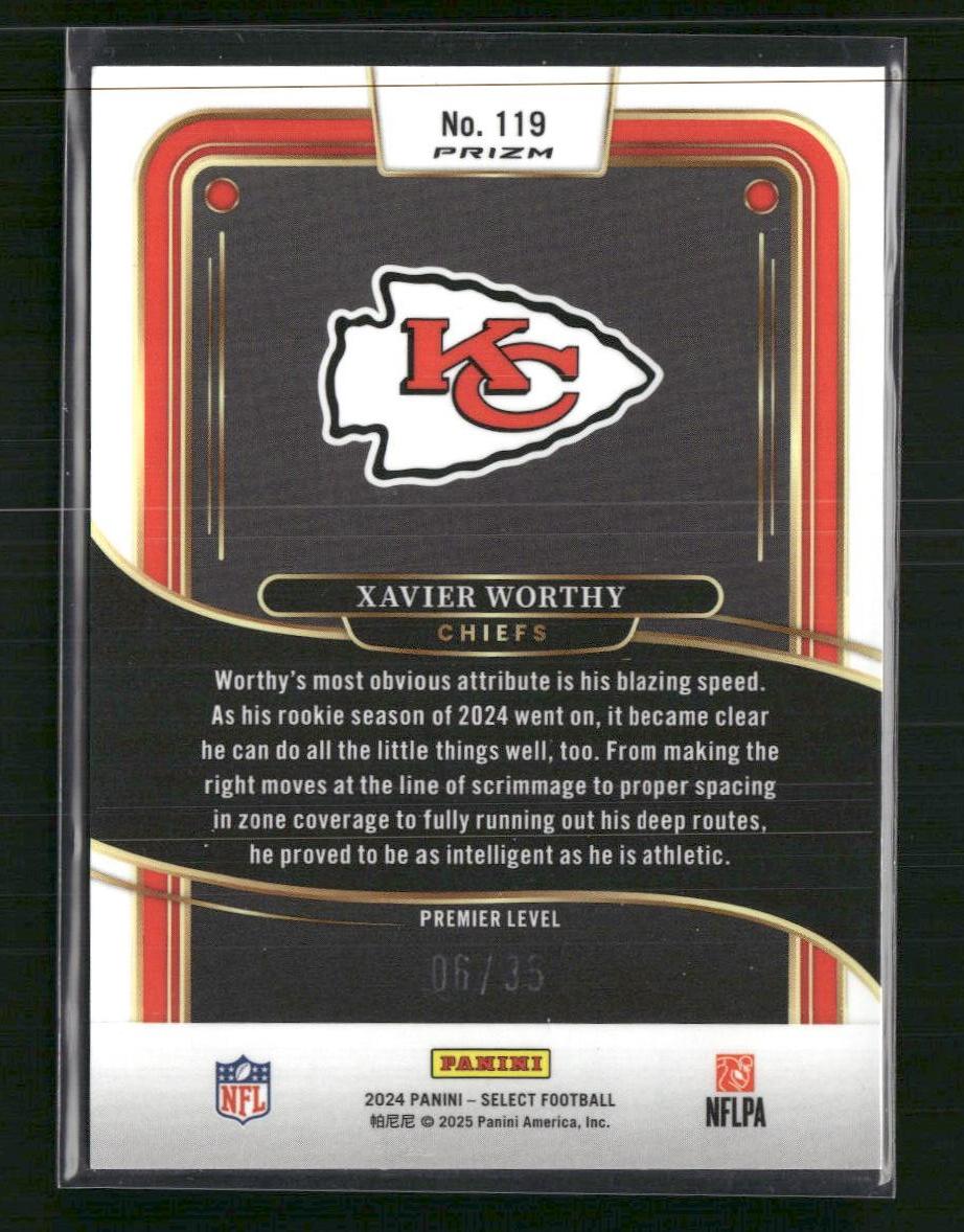 Xavier Worthy 2024 Panini Select #119 Blue & Orange Prizm Shock #/35