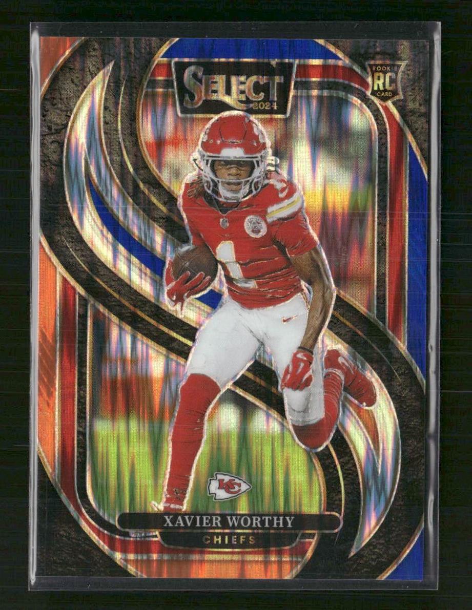 Xavier Worthy 2024 Panini Select #119 Blue & Orange Prizm Shock #/35