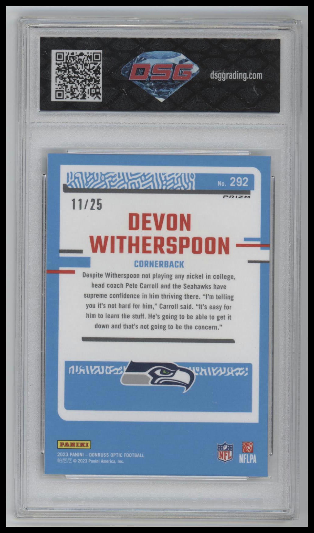 2023 Donruss Optic Devon Witherspoon Rookie DSG 10 #292