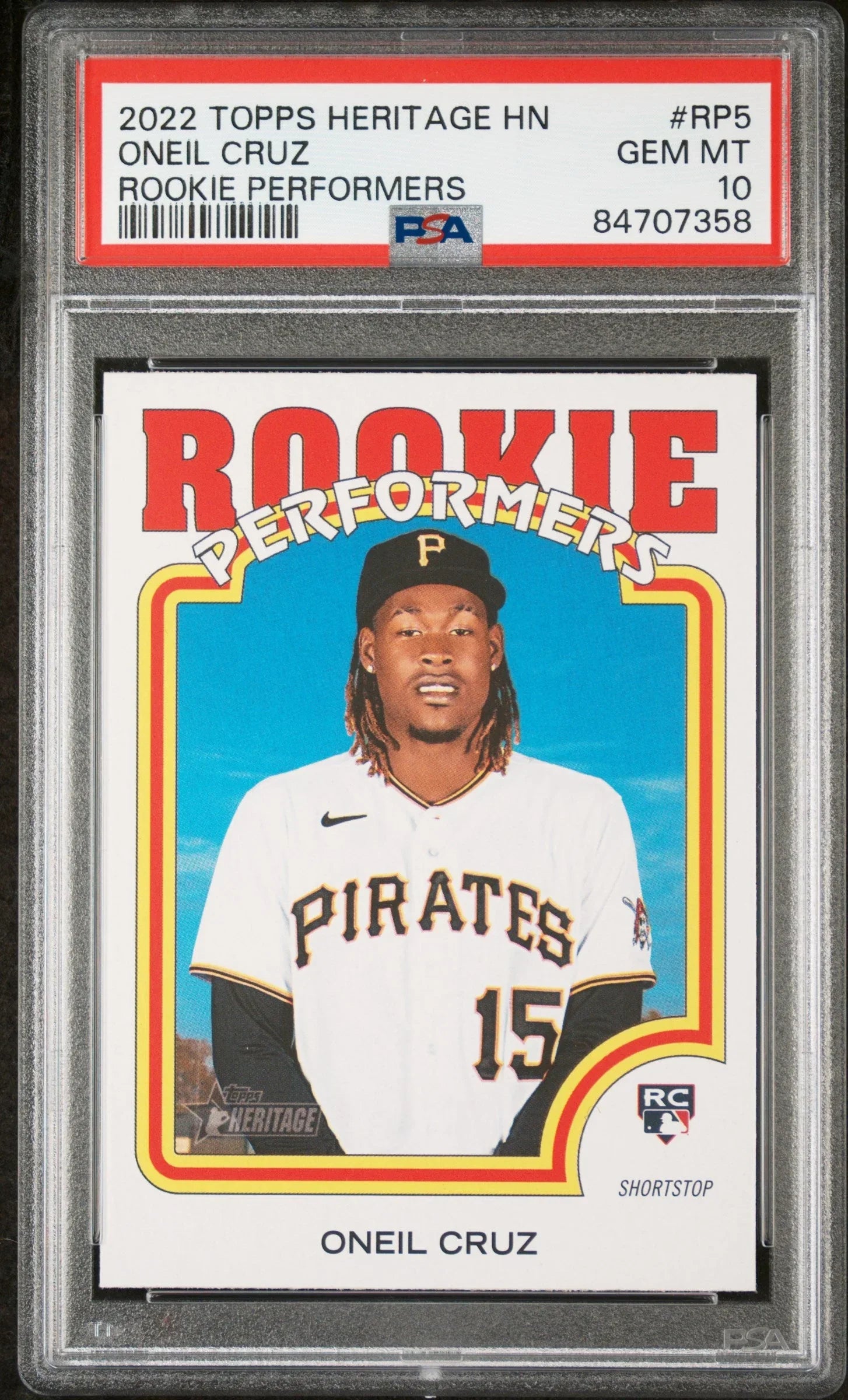 2022 TOPPS HERITAGE HIGH NUMBER ROOKIE PERFORMERS ONEIL CRUZ #RP5 - PSA 10