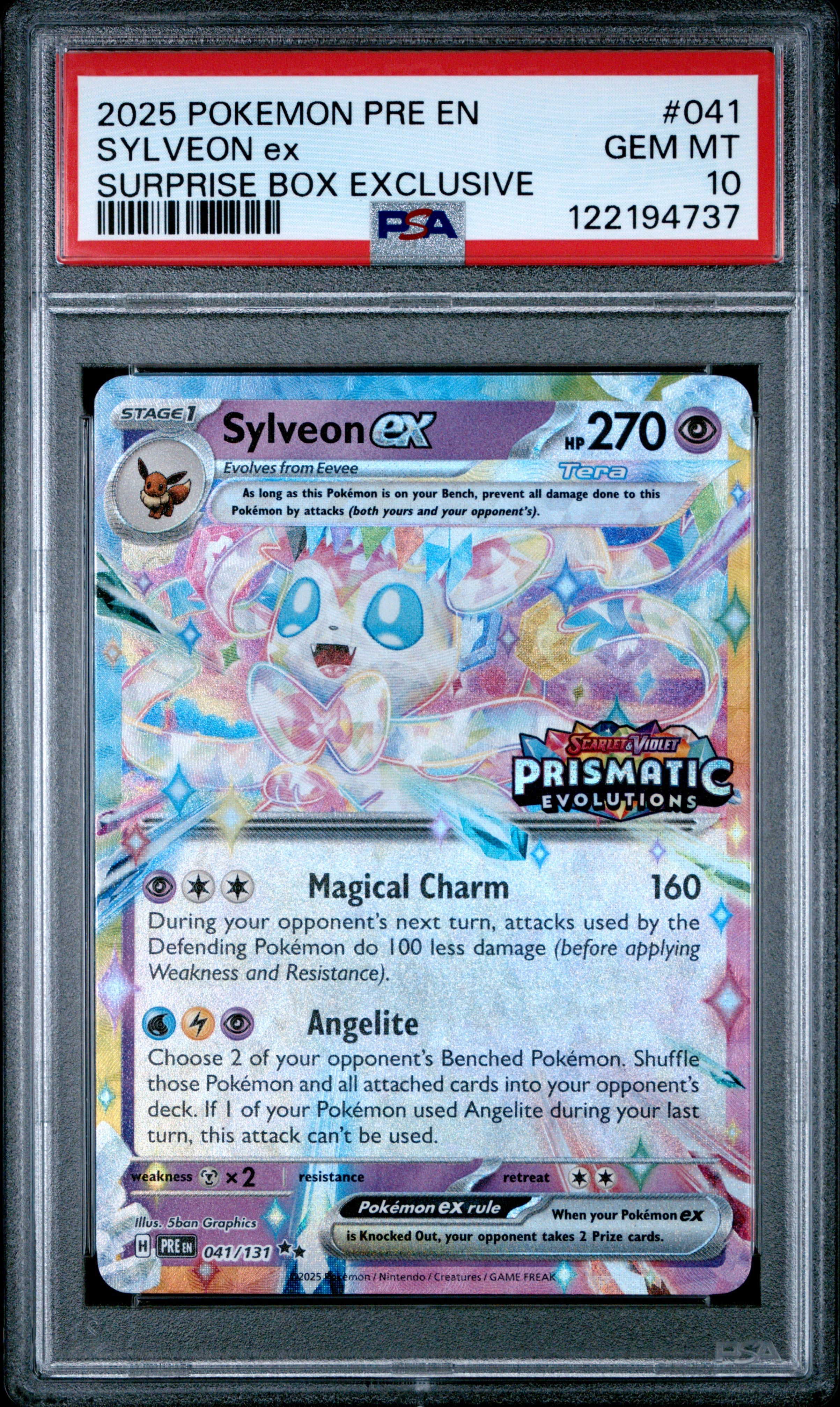 2025 Pokemon Prismatic Evolutions Surprise Box Exclusive Sylveon Ex 10 PSA #041