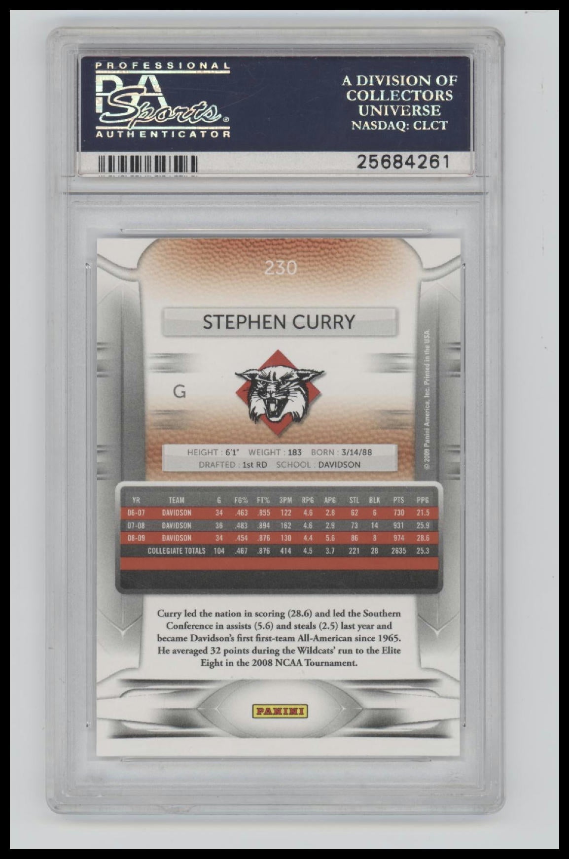 2009 Panini Prestige Stephen Curry 10 PSA #230