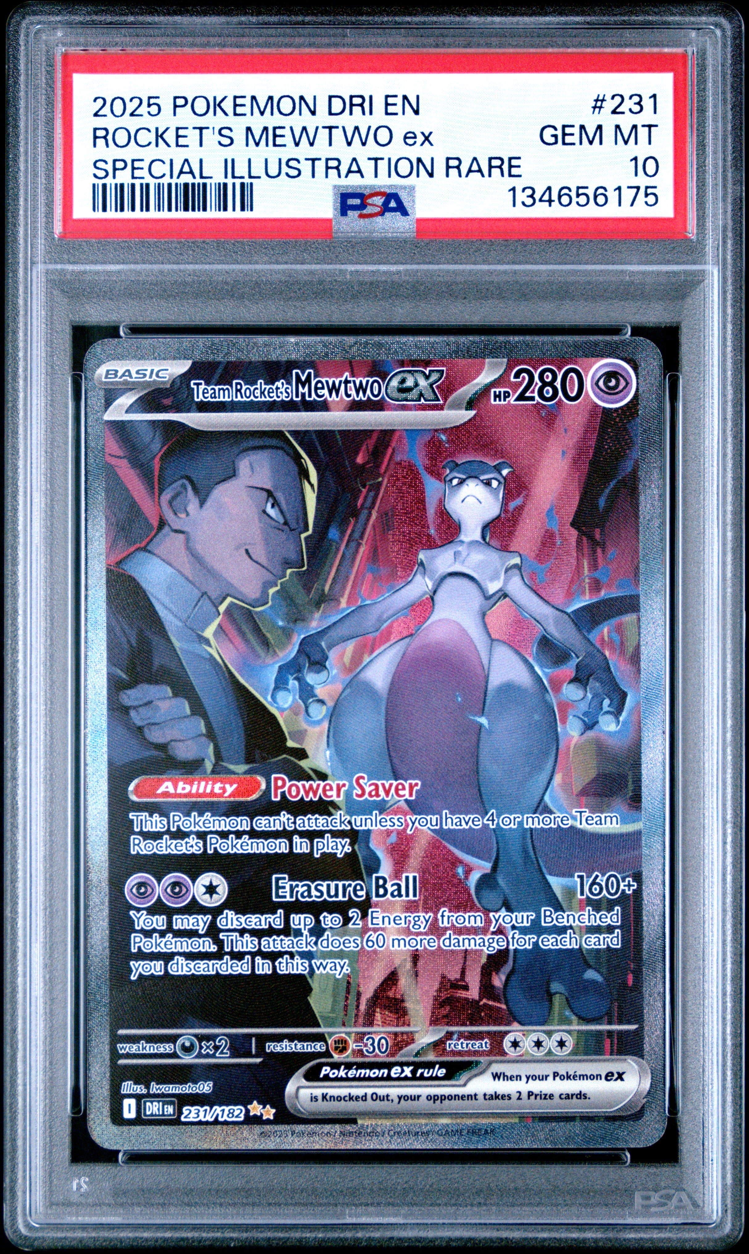 2025 Pokemon D. R. Special Illustration Rare Rocket'S Mewtwo Ex 10 PSA #231