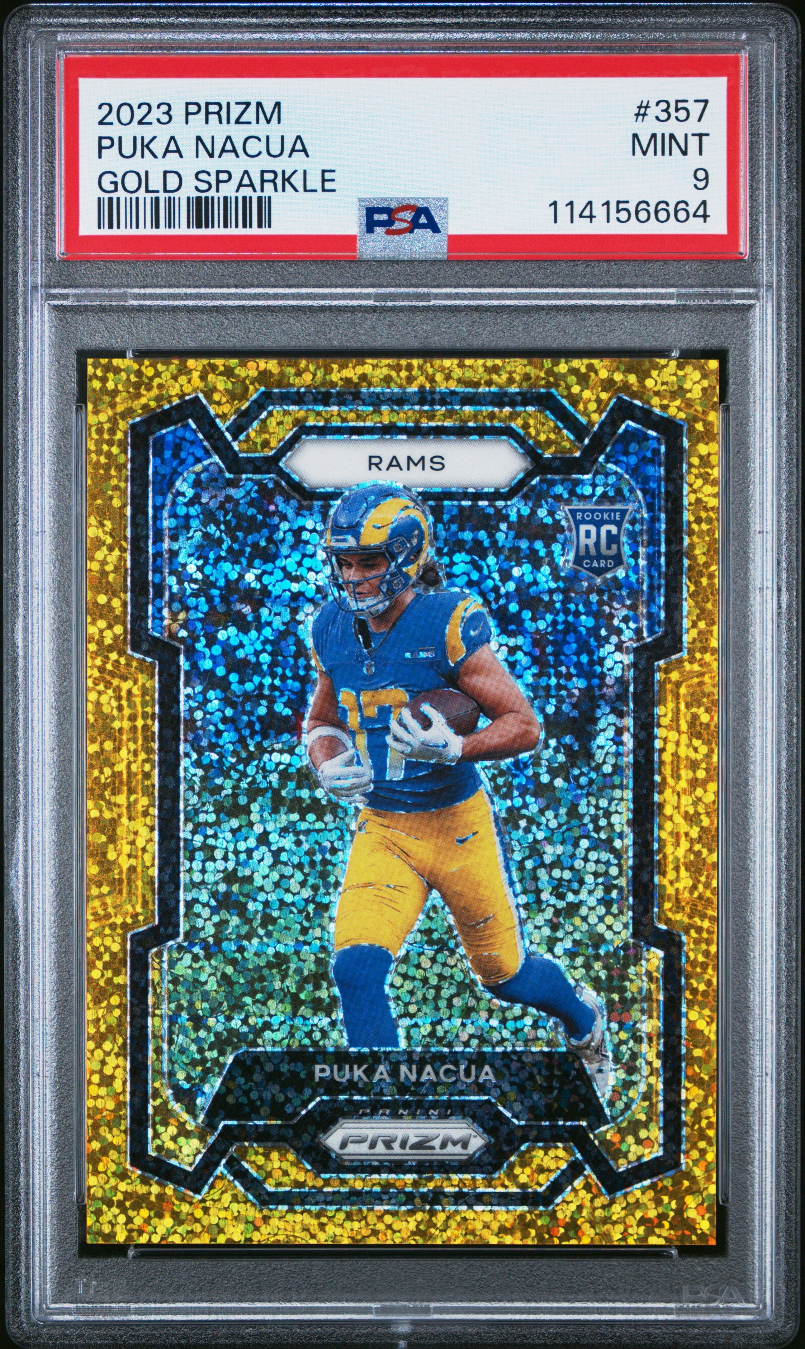 2023 Panini Prizm Gold Sparkle Puka Nacua 9 PSA #357