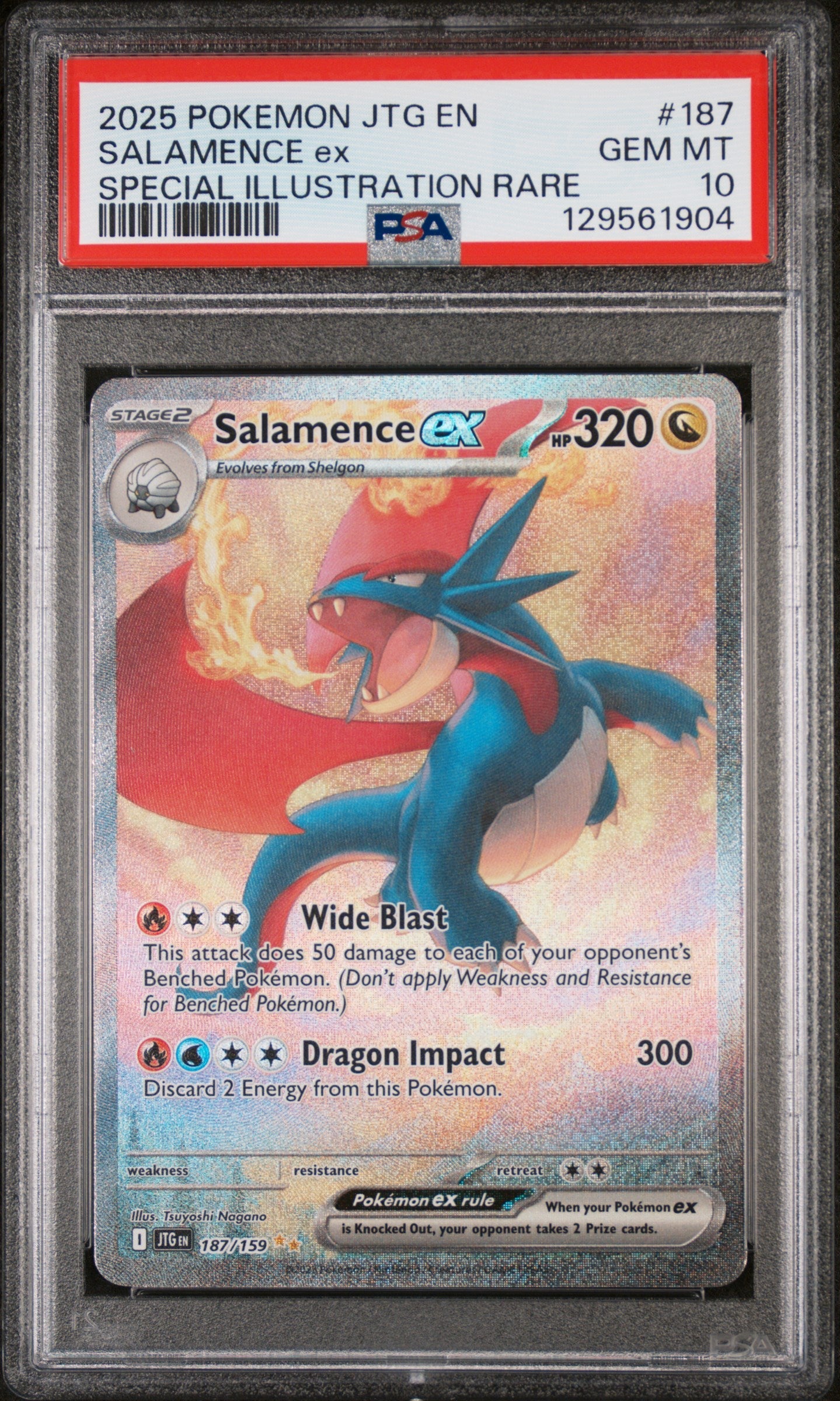 2025 Pokemon Journey Together Special Illustration Rare Salamence Ex 10 PSA #187
