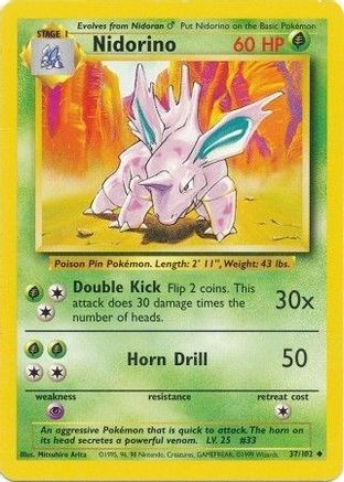 Nidorino 037/102 - Base Set