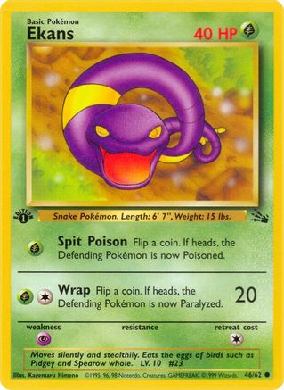 Ekans 046/62 - Fossil 1st Edition