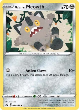 Galarian Meowth 084/159 - Crown Zenith Reverse Holofoil
