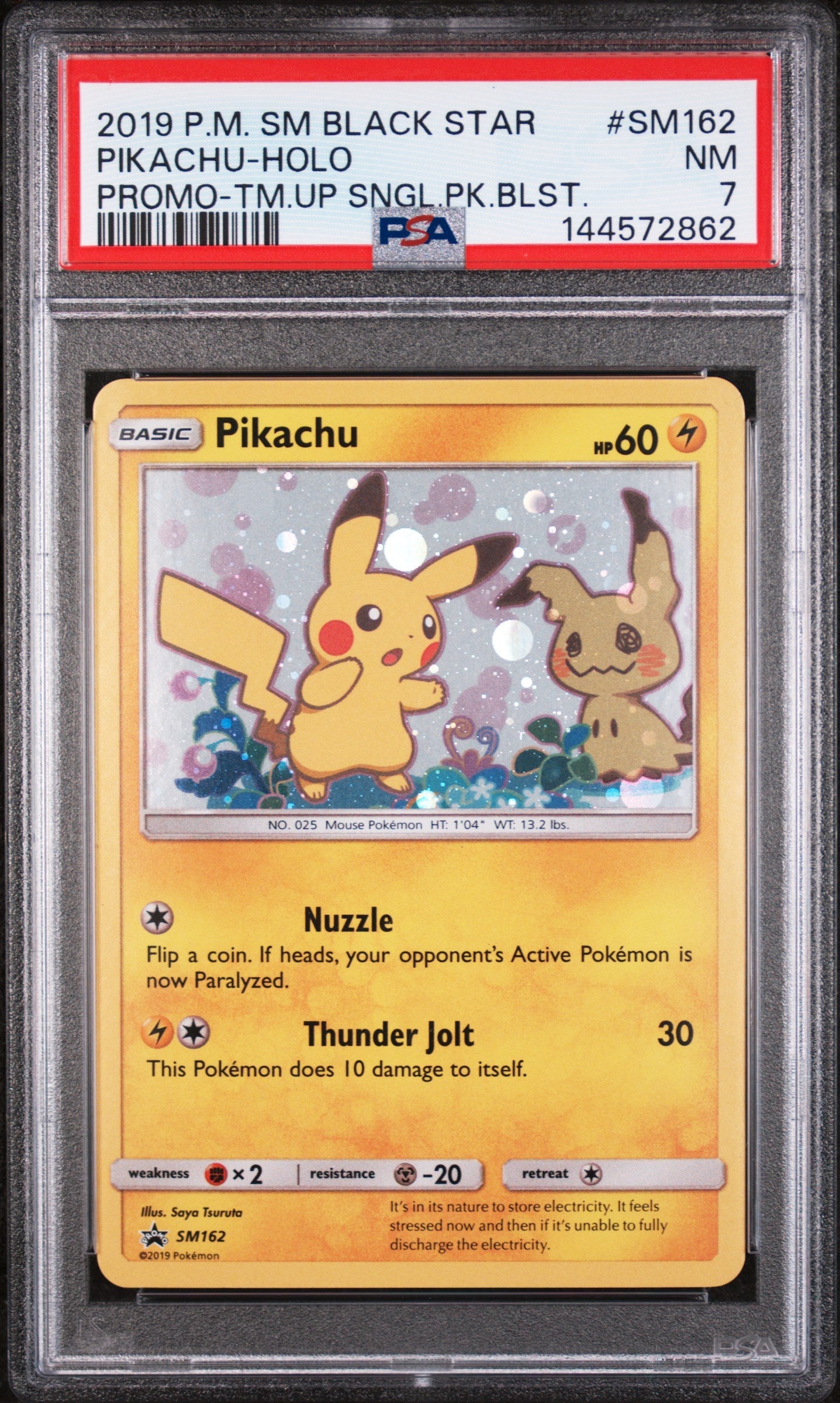 2019 Pokemon Sm Black Star Promo -Tm.Up Pikachu-Holo 7 PSA #SM162