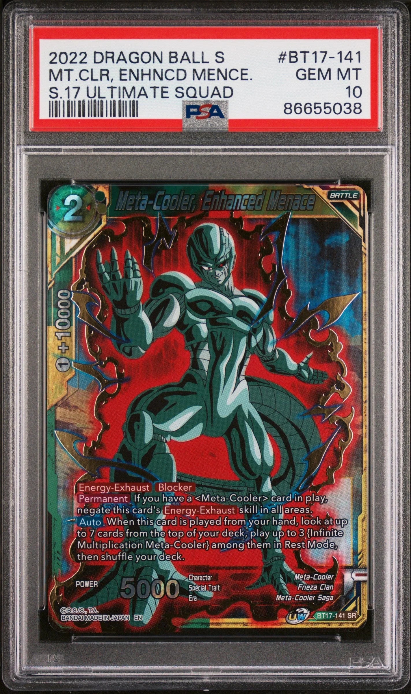 2022 DRAGON BALL SUPER ULTIMATE SQUAD META-COOLER, MENACE #BT17-141 - PSA 10