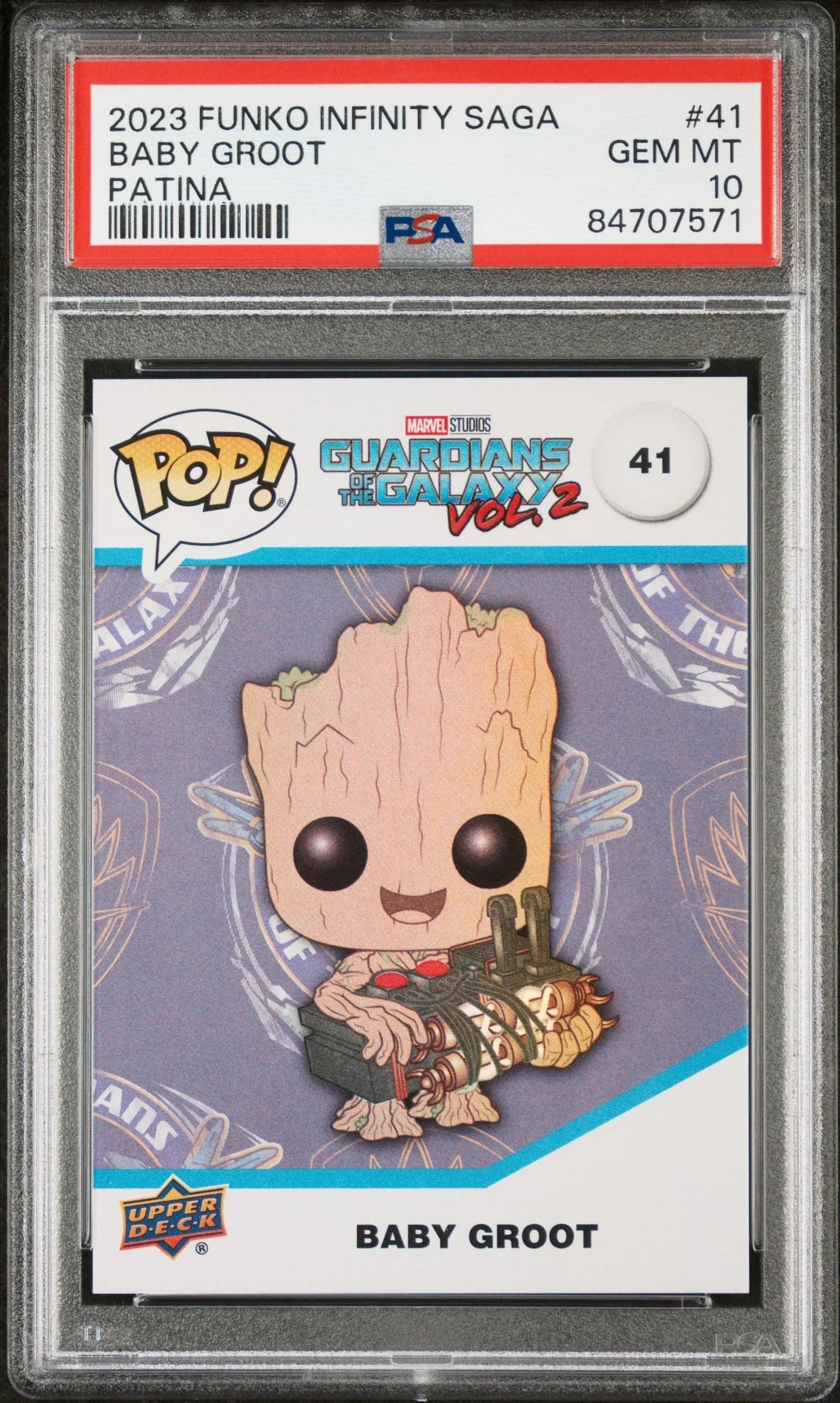 2023 UPPER DECK FUNKO POP MARVEL BABY GROOT PATINA #41 PSA 10
