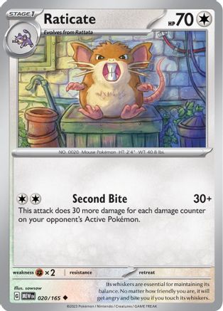 Raticate 020/165 - SV Scarlet & Violet 151 Reverse Holofoil