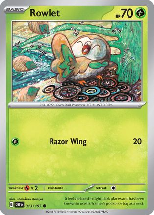 Rowlet 013/197 - SV03 Obsidian Flames Reverse Holofoil