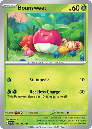Bounsweet 016/197 - SV03 Obsidian Flames Reverse Holofoil