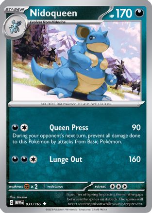 Nidoqueen 031/165 - SV Scarlet & Violet 151 Reverse Holofoil