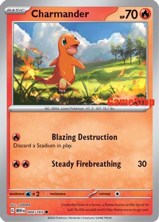 Charmander (GameStop Exclusive) 004/165 - Miscellaneous Cards & Products Reverse Holofoil