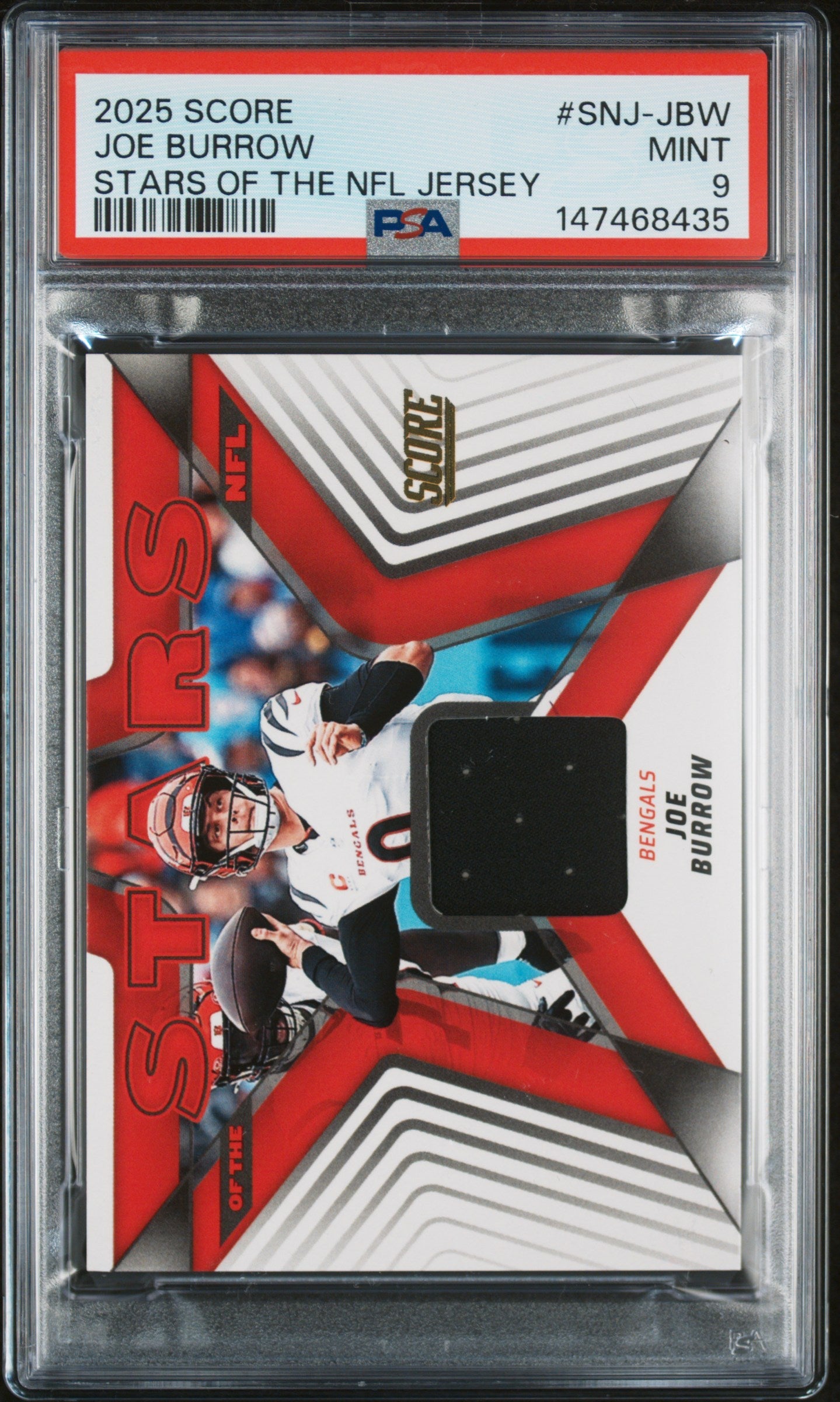 2025 Panini Score Stars Of The Nfl Jerseys Joe Burrow 9 PSA #SNJ-JBW
