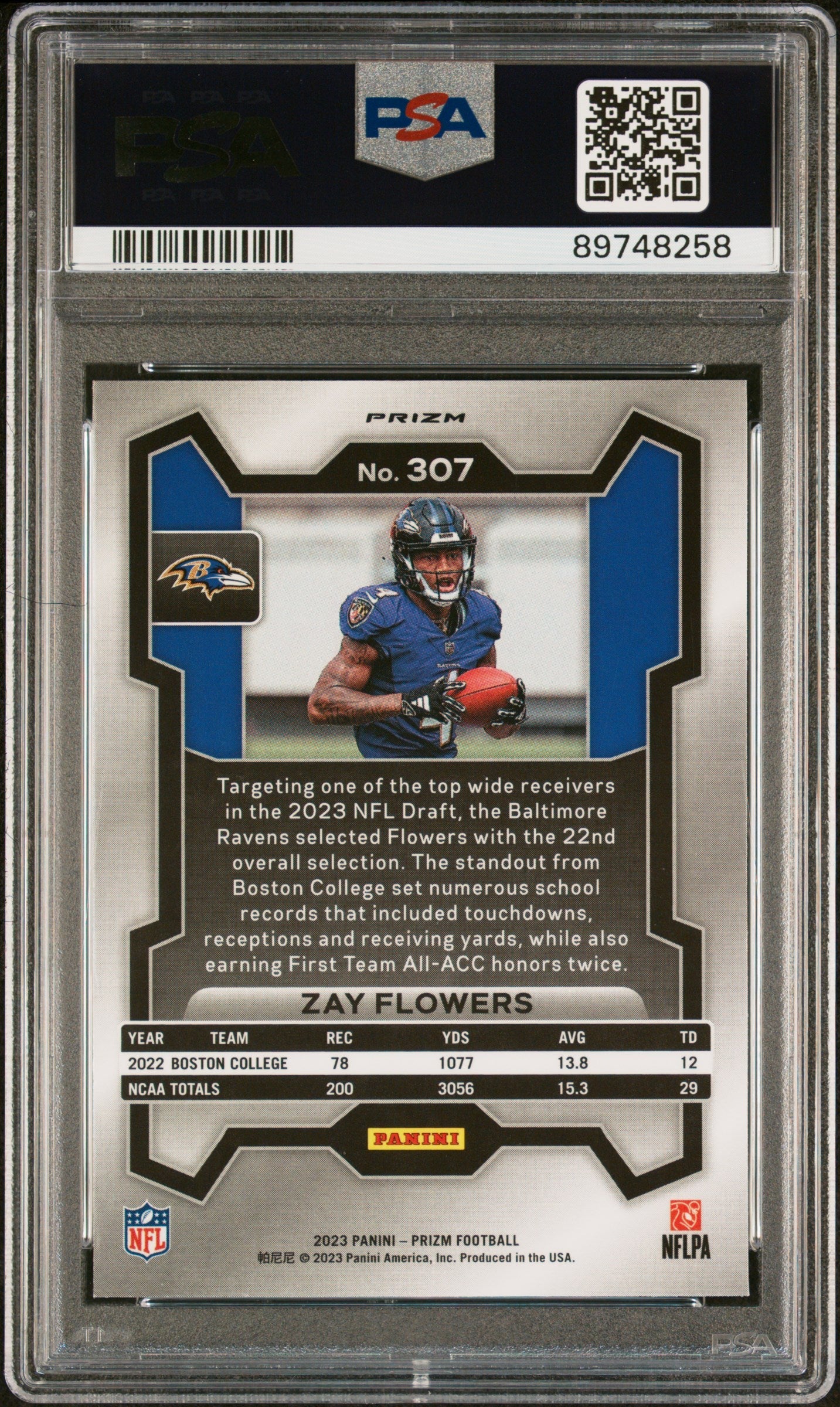 2023 Panini Prizm Lazer Prizm Zay Flowers 10 PSA #307