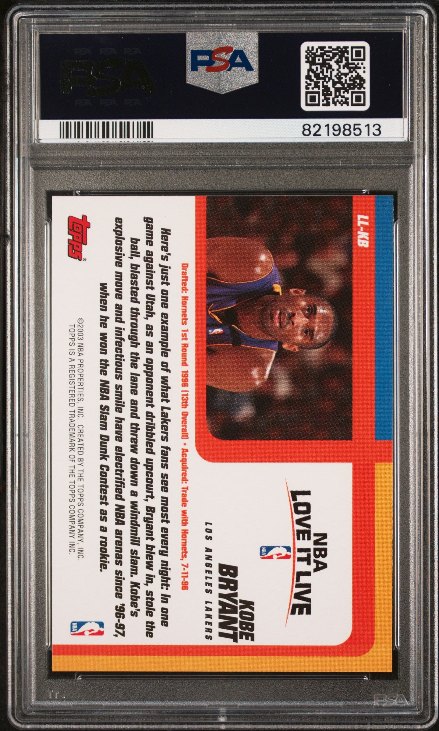 2003 Topps Love It Live Love It Live Kobe Bryant 10 PSA #LL-KB