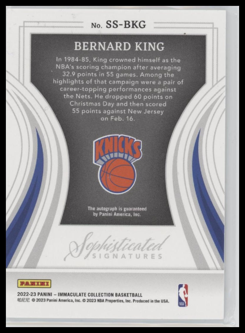 2022-23 Panini I.C. Sophisticated Auto Gold Bernard King #/10 #SS-BKG