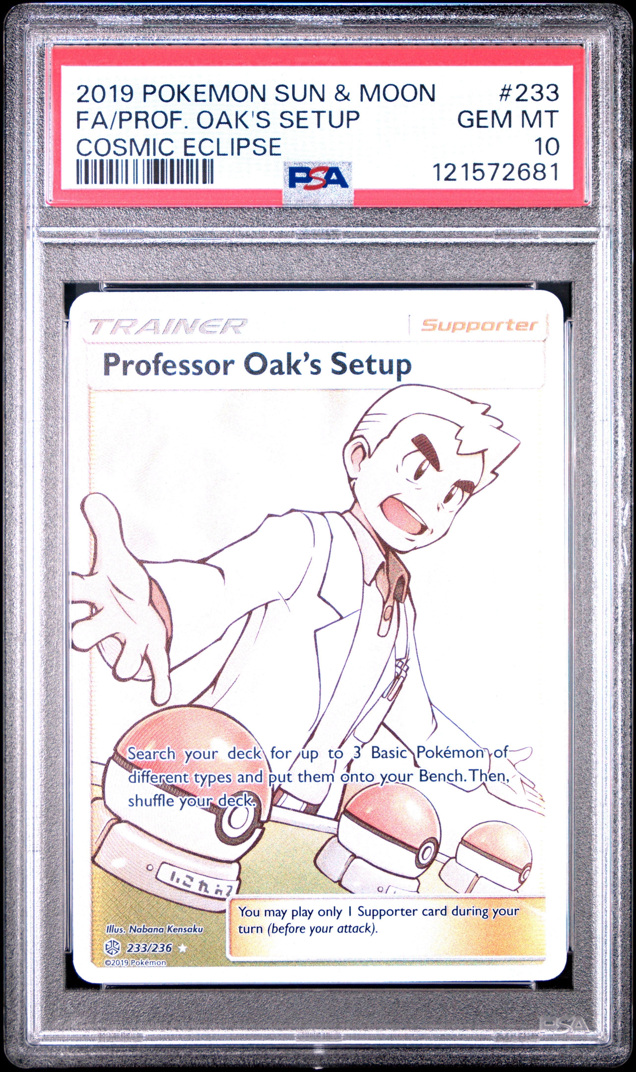 2019 Pokemon SM Cosmic Eclipse Cosmic Eclipse Fa/Prof. Oak'S Setup 10 PSA #233
