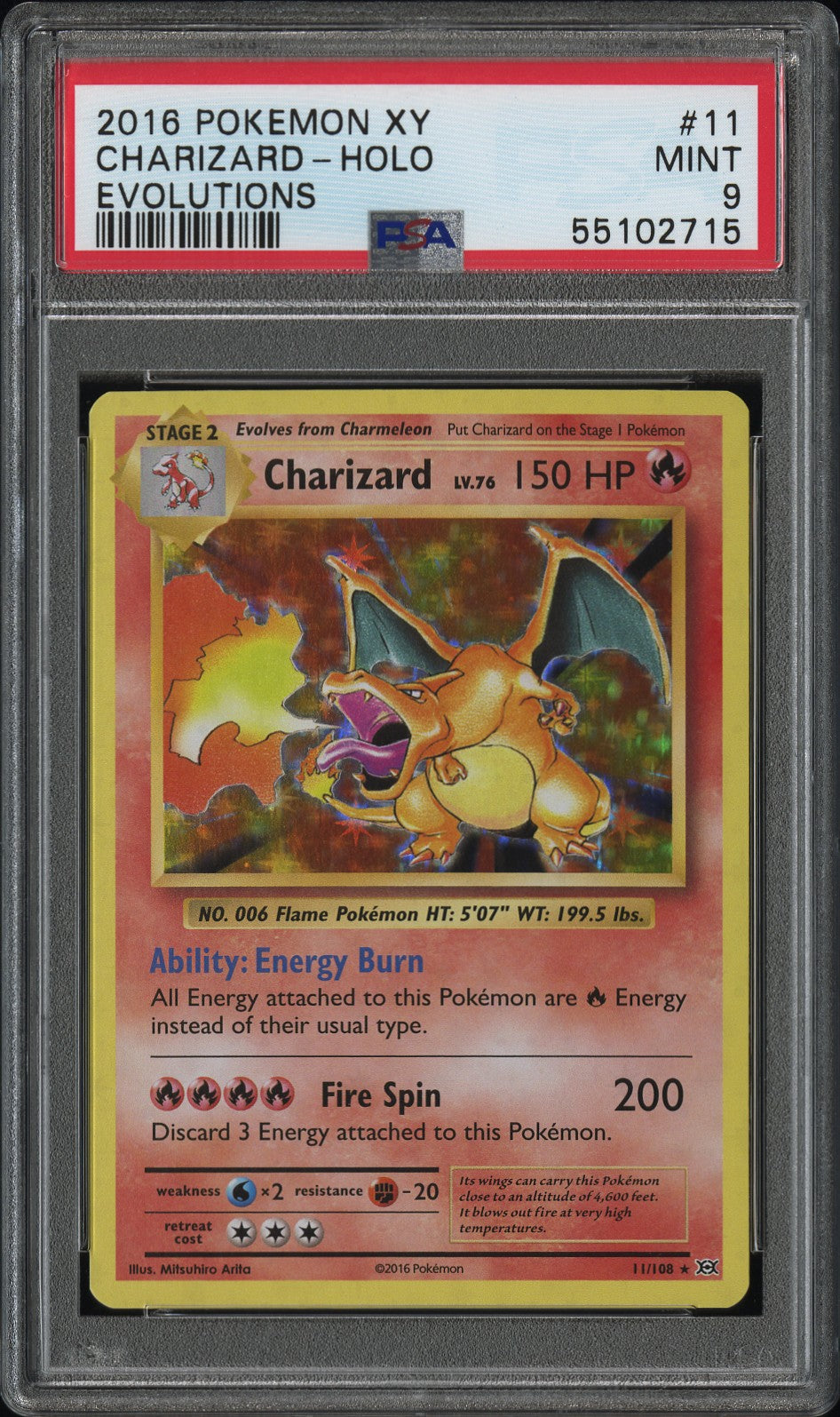 2016 Pokemon Xy Evolutions Evolutions Charizard-Holo 9 PSA #11
