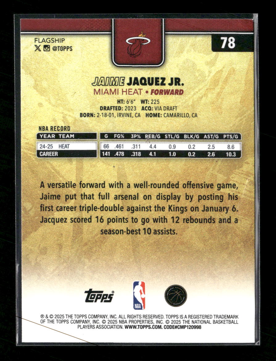 2025-26 Topps Golden Mirror Jaime Jaquez Jr. #78