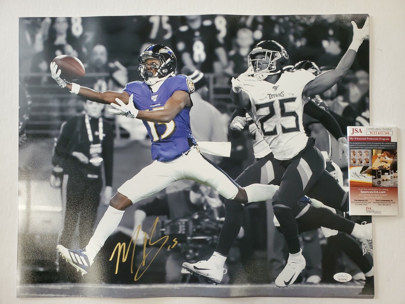 Baltimore Ravens Marquise Brown Autographed Signed 16X20 Photo Jsa Coa
