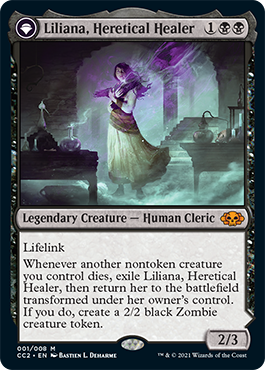 Liliana, Heretical Healer // Liliana, Defiant Necromancer (CC2-001) - Commander Collection: Black: (originpwdfc) Foil