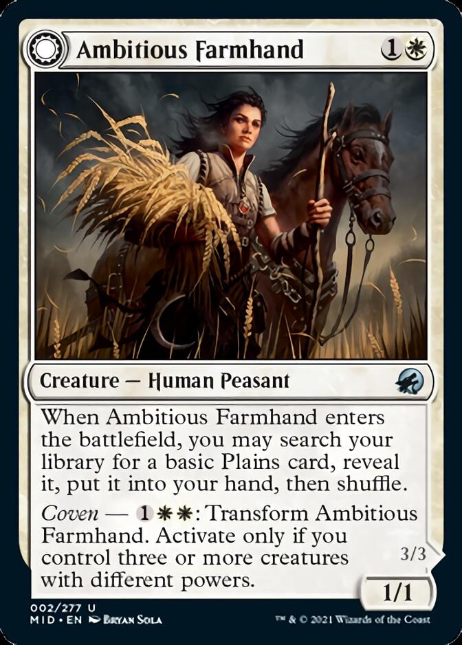 Ambitious Farmhand // Seasoned Cathar (MID-002) - Innistrad: Midnight Hunt: (Double Faced Transform) Foil