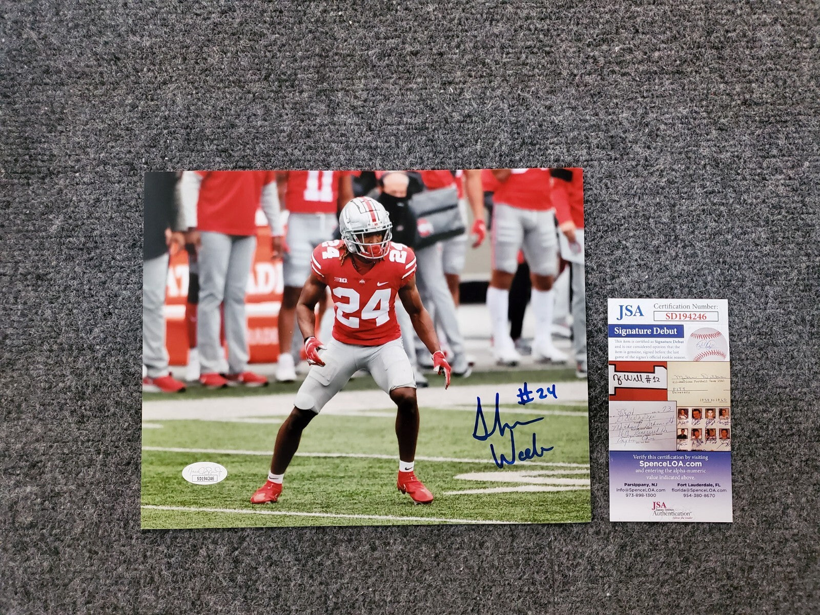 Ohio State Buckeyes Shaun Wade Autographed 8X10 Photo Jsa Coa