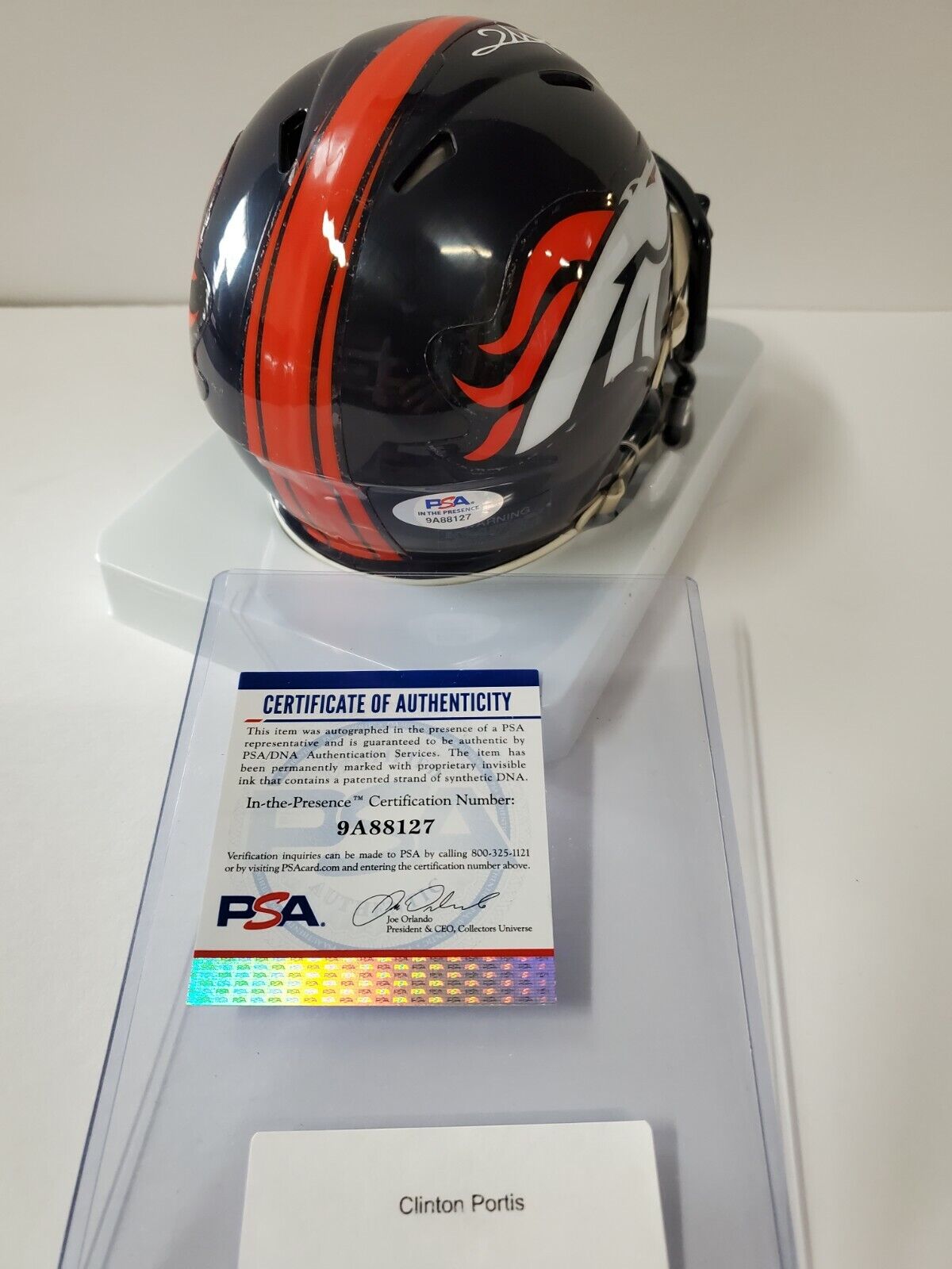 Denver Broncos Clinton Portis Autographed Signed Speed Mini Helmet Psa Coa