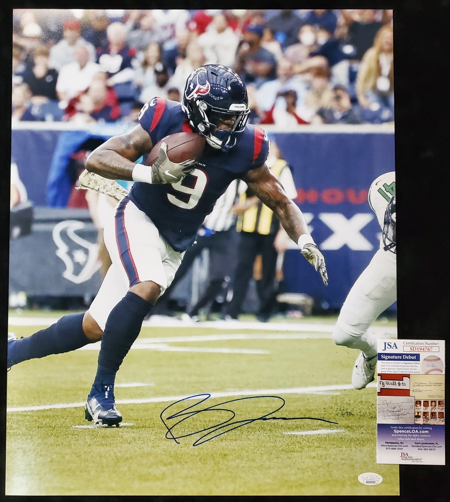 Houston Texans Brevin Jordan Autographed Signed 16X20 Photo Jsa Coa