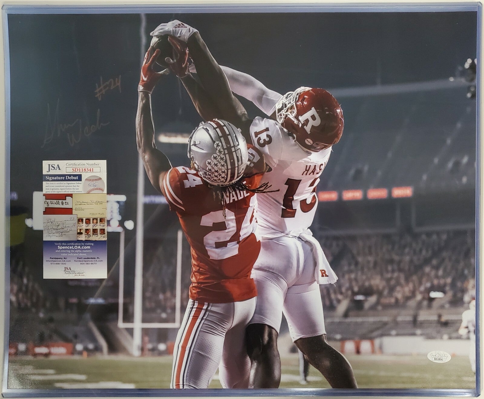 Ohio State Buckeyes Shaun Wade Autographed 16X20 Photo Jsa Coa