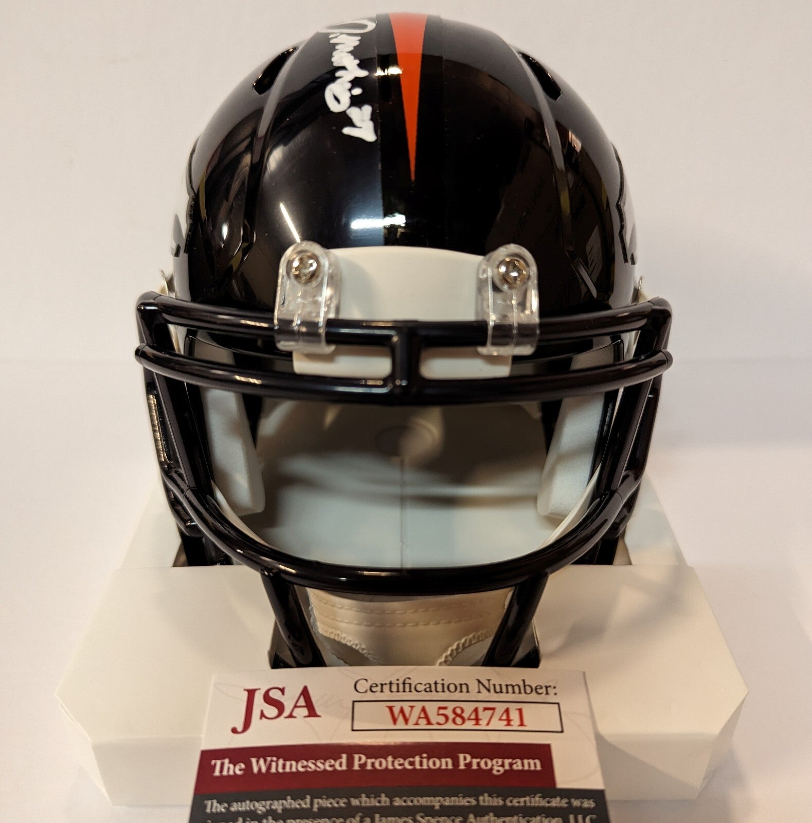 Denver Broncos Damarri Mathis Autographed Signed Speed Mini Helmet Jsa Coa