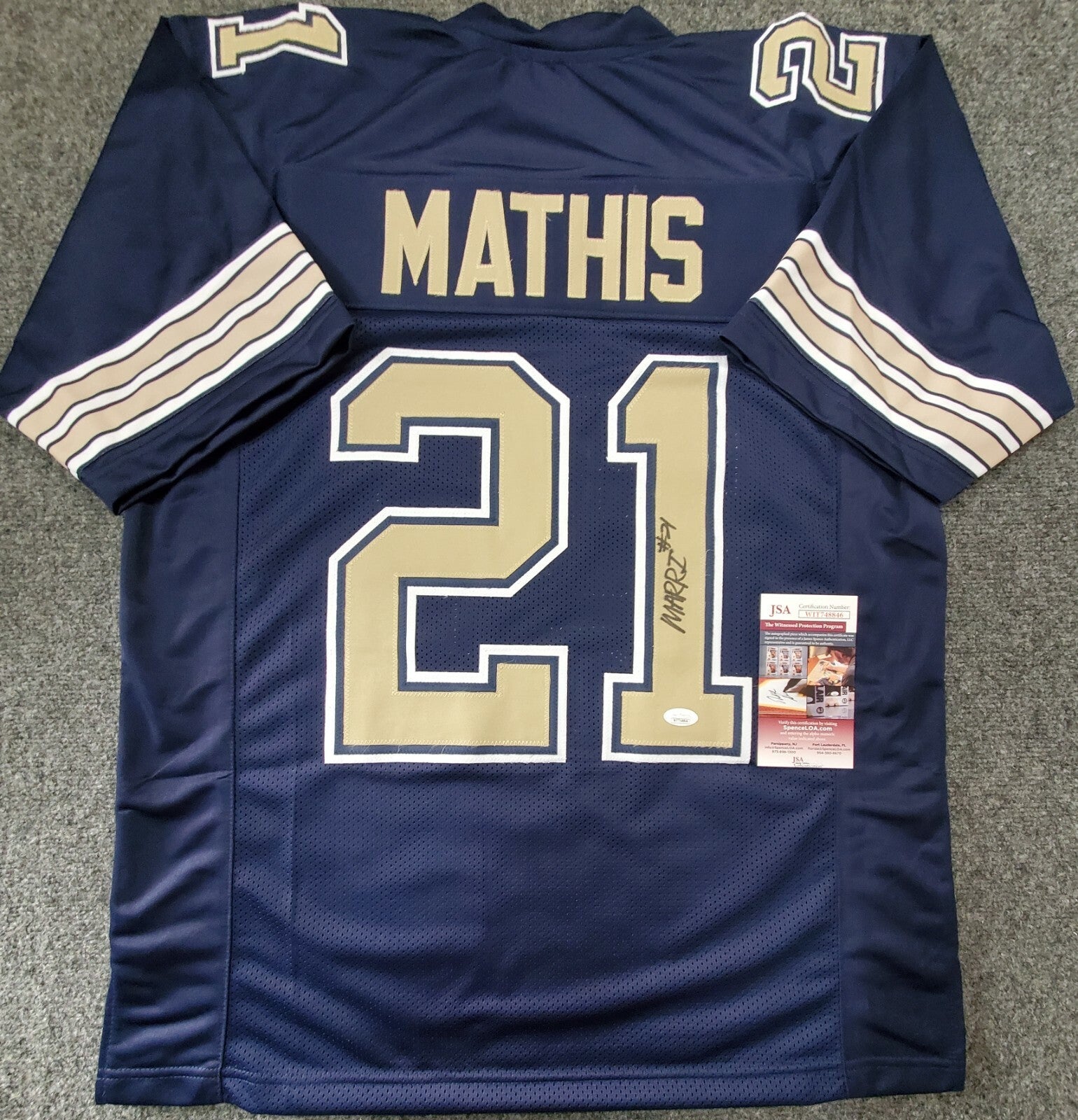 Pitt Panthers Damarri Mathis Autographed Signed Jersey Jsa Coa