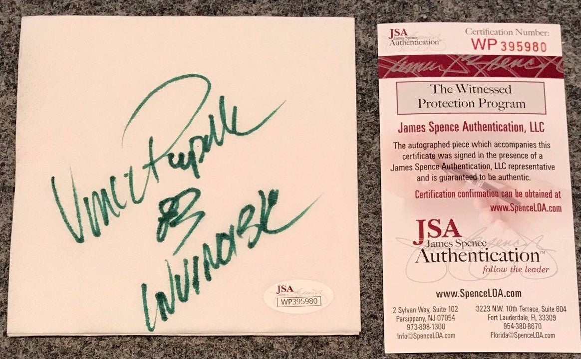 Vince Papale Autographed Signed Insc Philadelphia Eagles Cocktail Napkin Jsa Coa