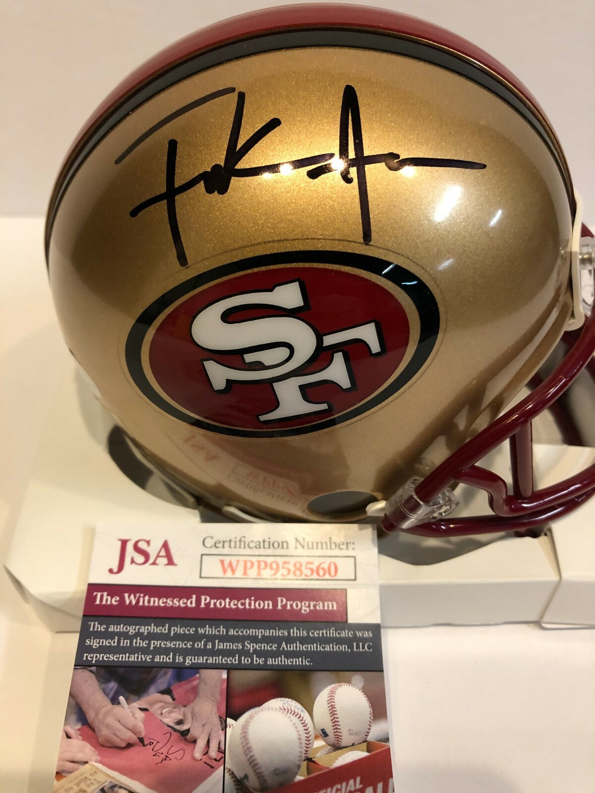 Frank Gore Autographed Signed S.F. 49Ers Mini Helmet Jsa Coa