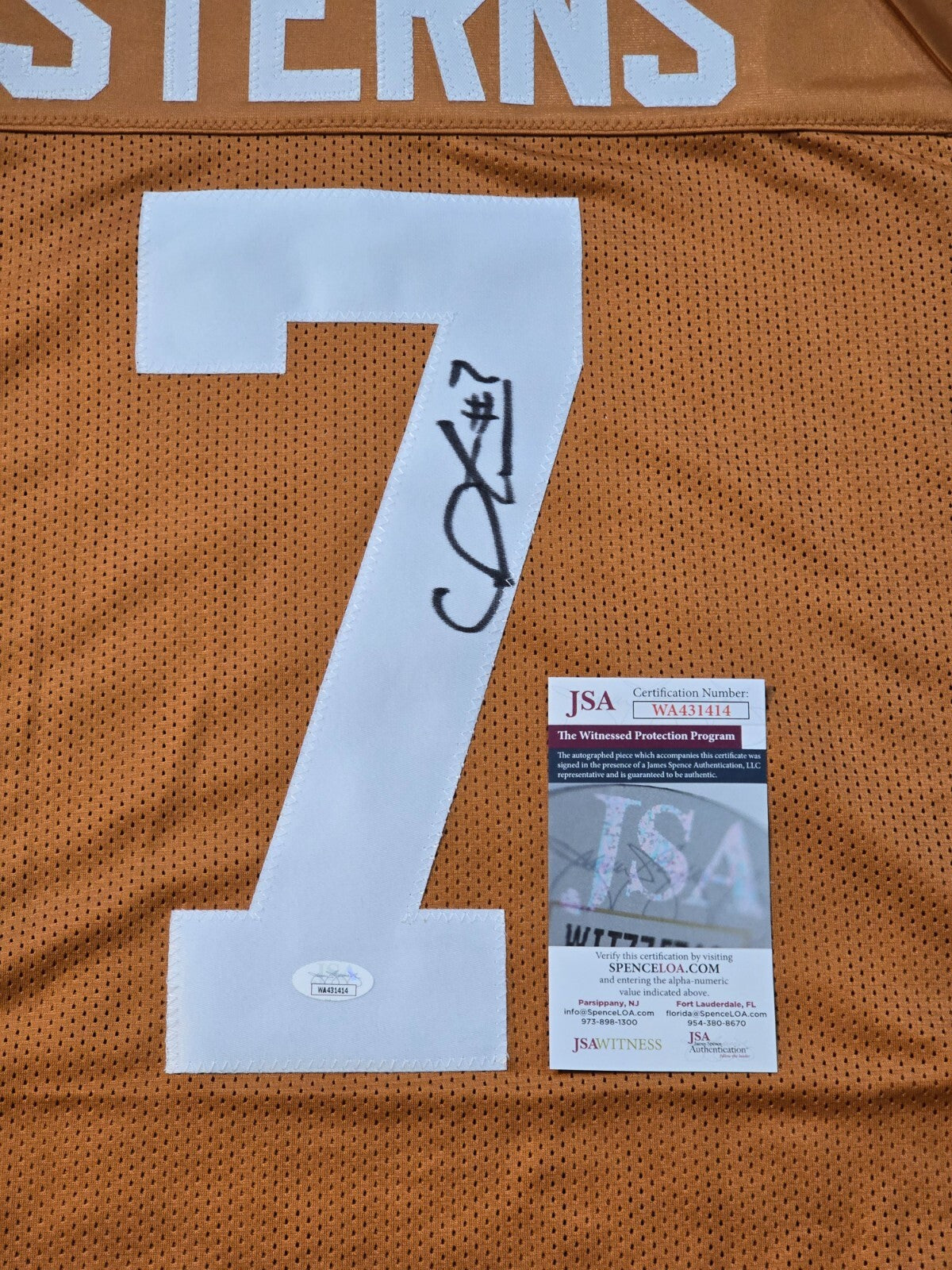 Texas Longhorns Caden Sterns Signed Autographed Jersey Jsa Coa