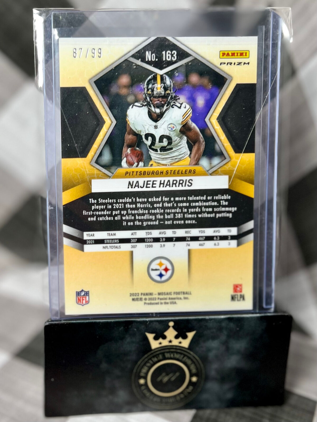 Najee Harris 2022 Mosaic Blue Mosaic Prizm /99 #163 Pittsburgh Steelers SP