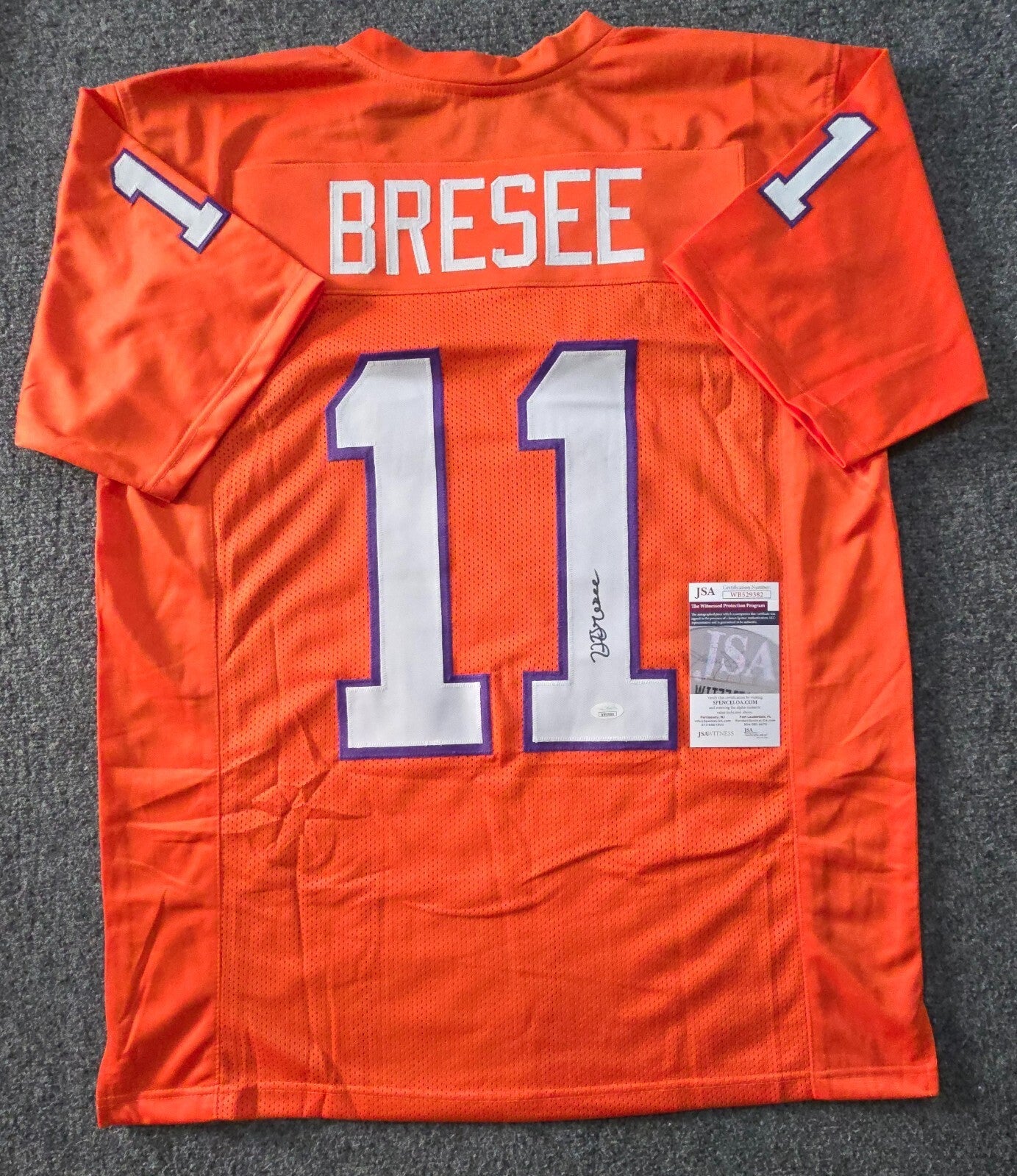 Clemson Tigers Bryan Bresee Autographed Signed Jersey Jsa Coa