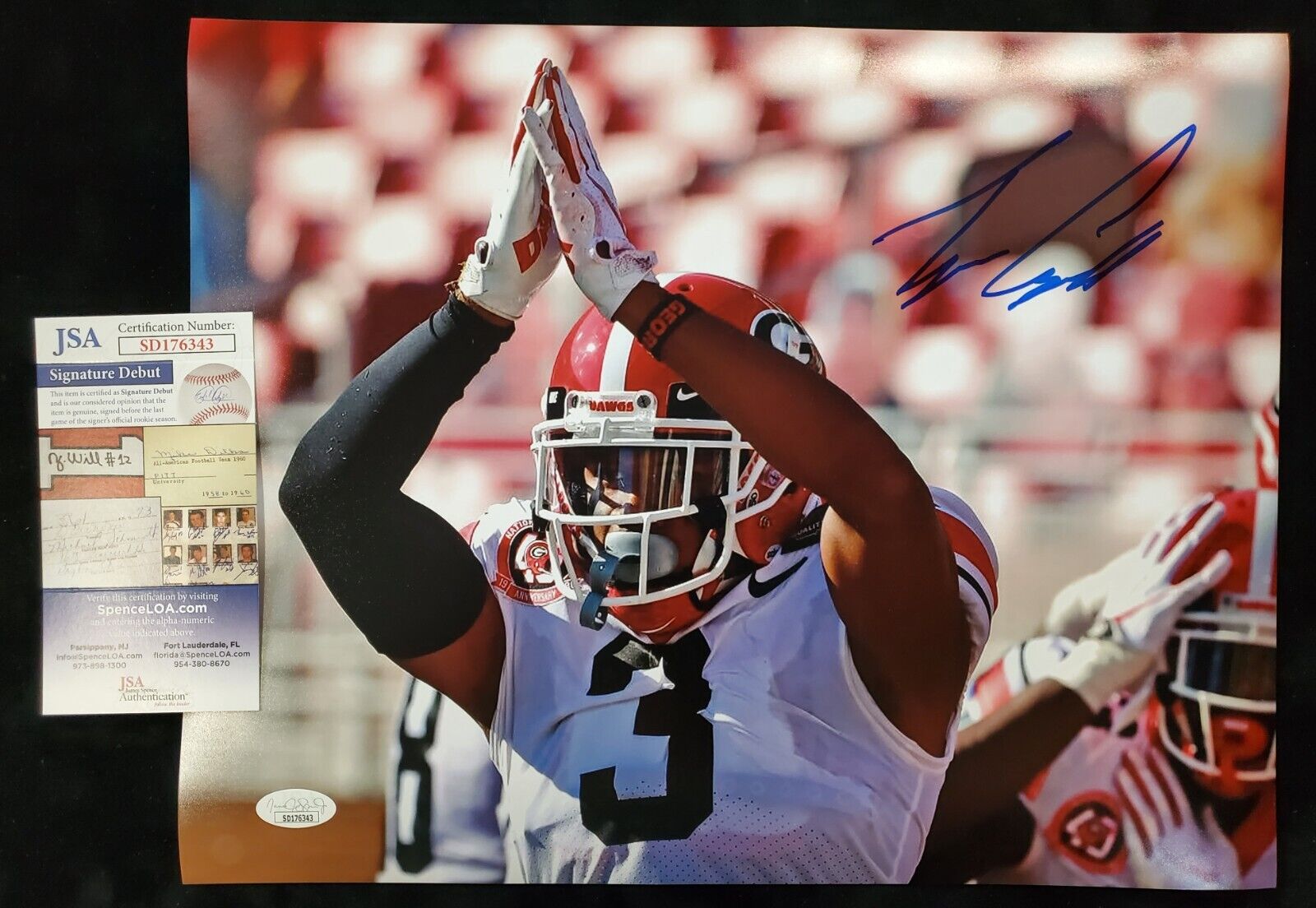 Georgia Bulldogs Tyson Campbell Autographed Signed 11X14 Photo Jsa Coa