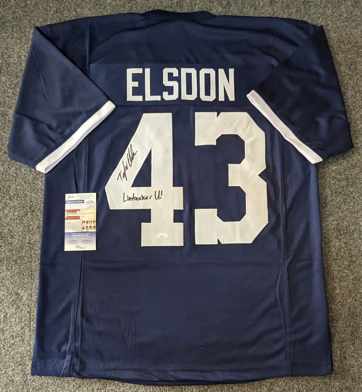 Penn State Tyler Elsdon Autographed Signed Inscribed Jersey Jsa Coa