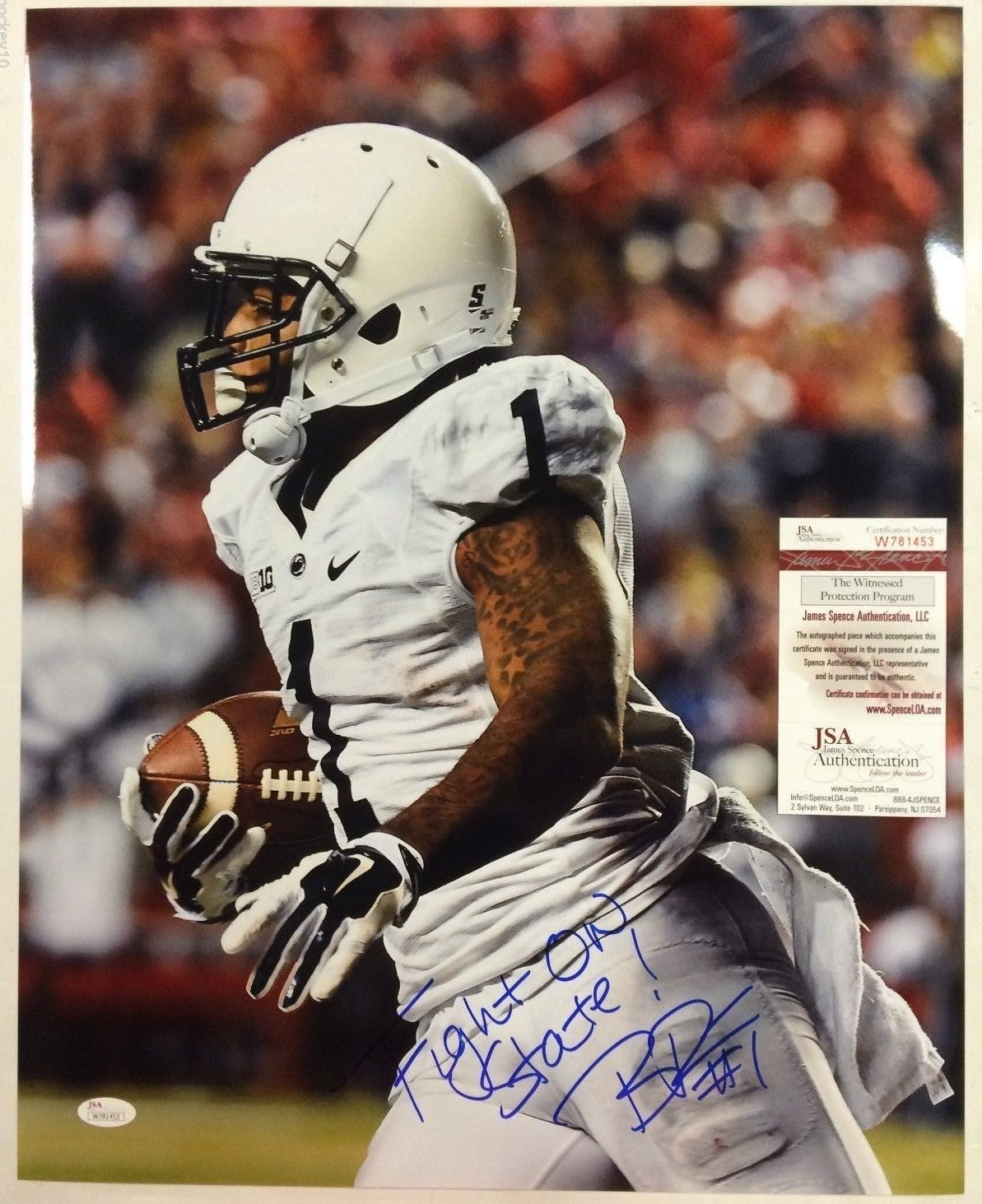 Bill Belton Autographed Signed Inscribed Penn State 16X20 Photo Jsa Coa