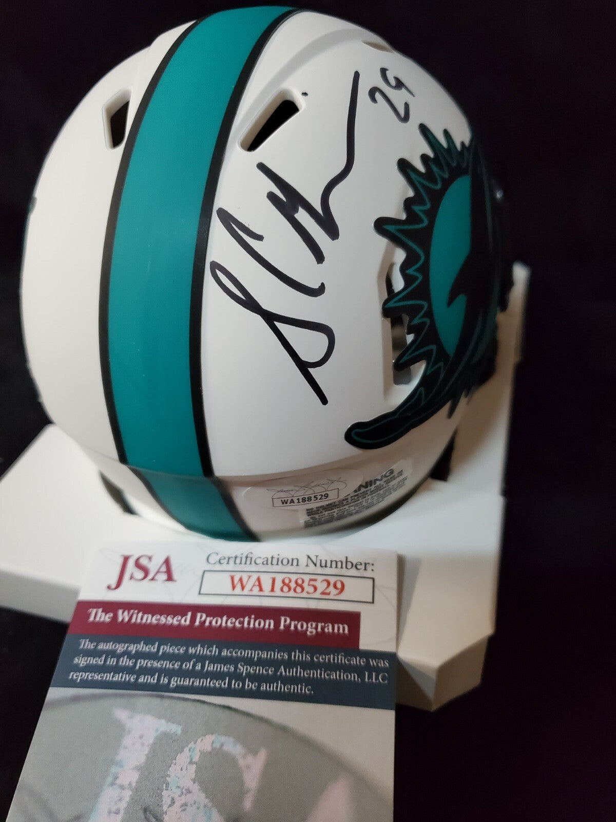 Miami Dolphins Sam Madison Autographed Lunar Mini Helmet Jsa Coa
