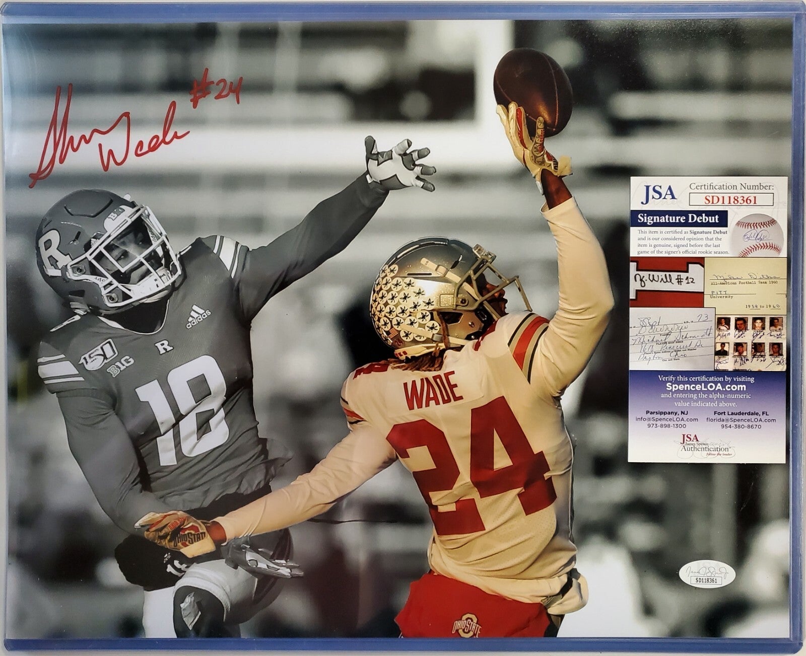 Ohio State Buckeyes Shaun Wade Autographed 11X14 Photo Jsa Coa
