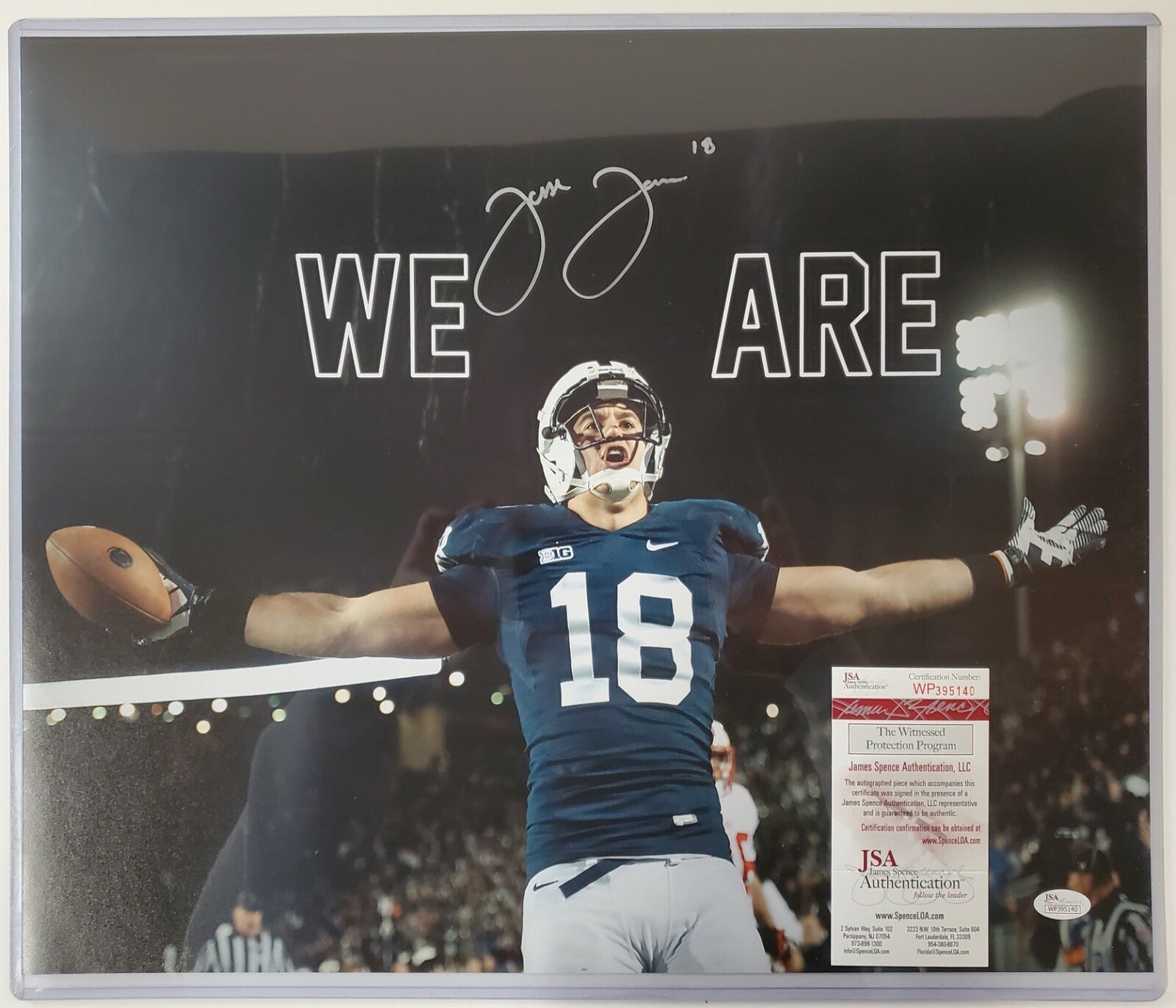Jesse James Autographed Signed Penn State 16X20 Photo Jsa Coa